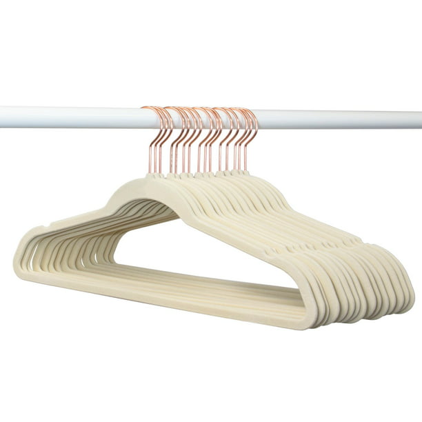 Ivory Closet Complete Ultra-Thin No Slip Velvet Pants and Skirt Hangers with Clips 5 Pack Gold Hook 